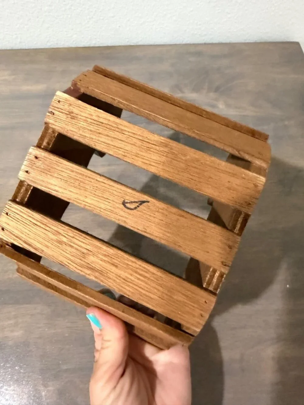 Vintage Handmade Wooden Mallard Duck Basket Farm Decor